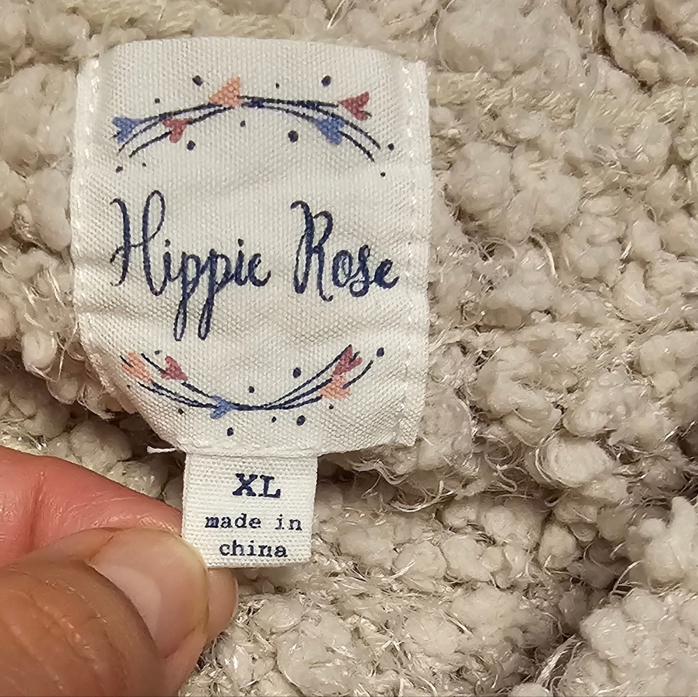 Hippie Rose Cream Textured Cropped Sweater Size XL EUC - Picture 10 of 12